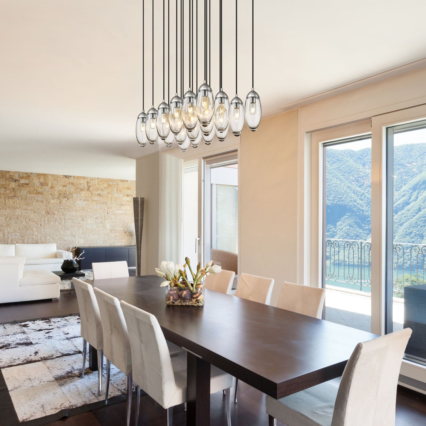 Arden 17 Light Linear Chandelier Brushed Nickel