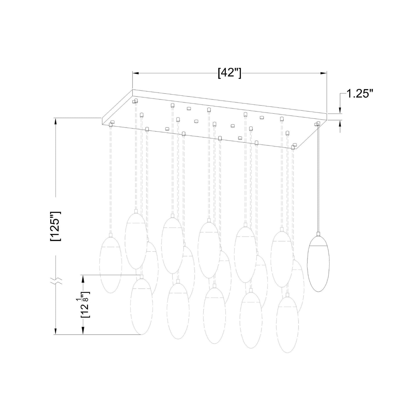 Arden 17 Light Linear Chandelier Brushed Nickel