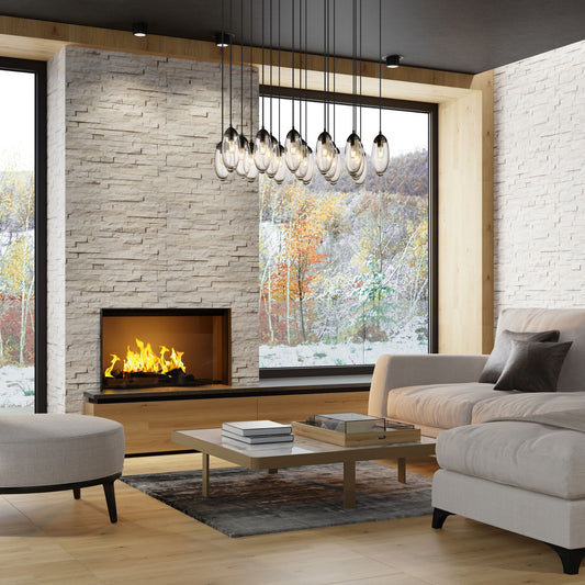 Arden 17 Light Linear Chandelier Matte Black