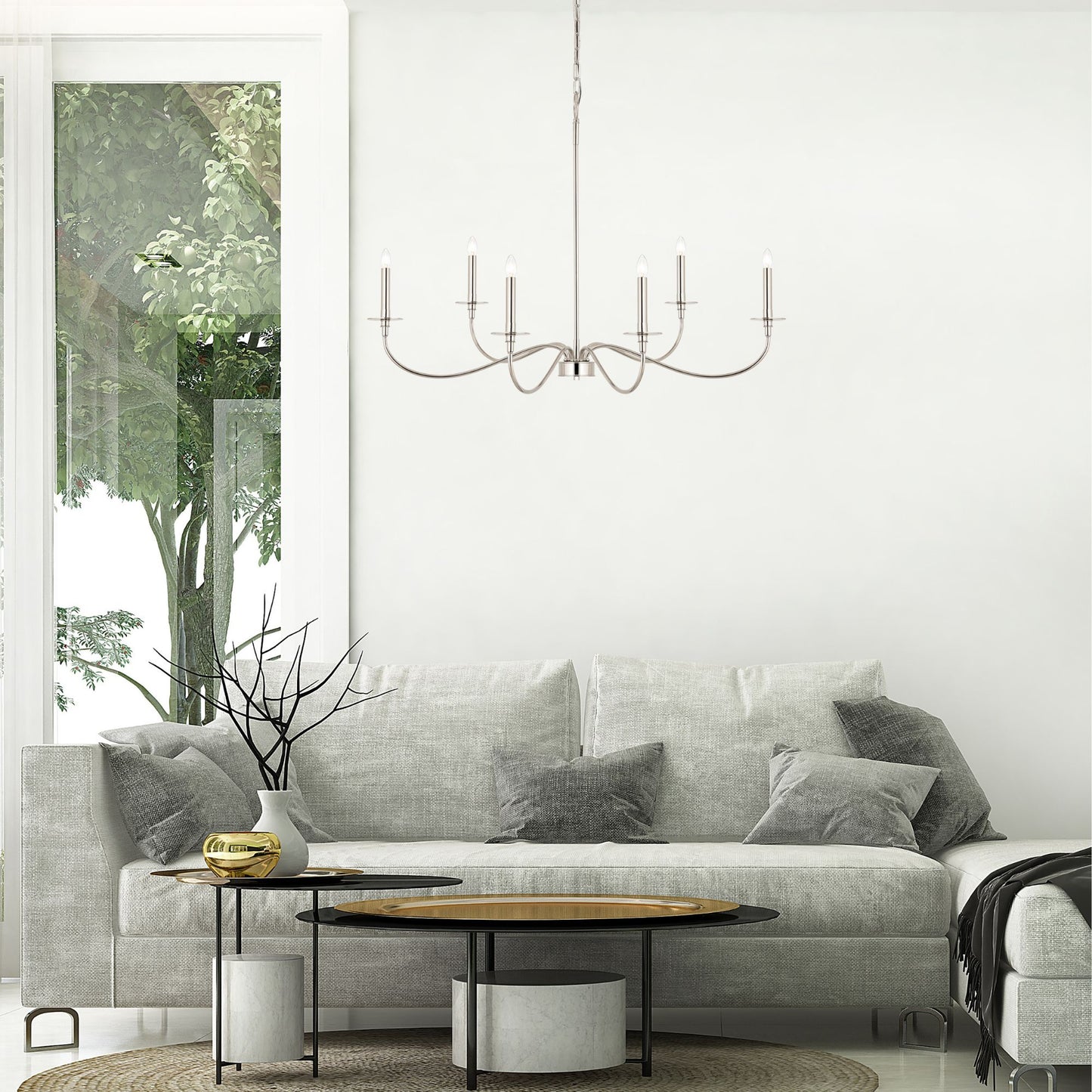 Arrington 6 Light Chandelier Polished Nickel