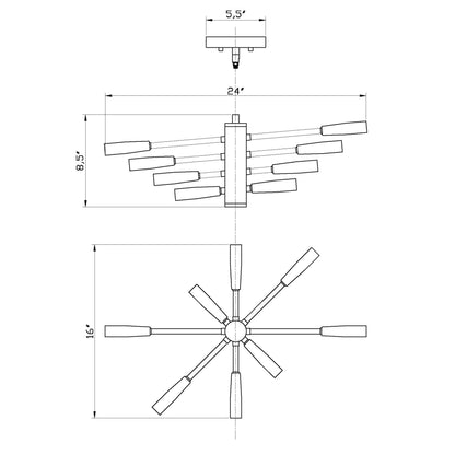Ascension 8 Light Chandelier Matte Black