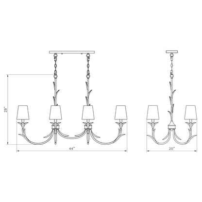 Aslin 6 Light Linear Chandelier Textured White