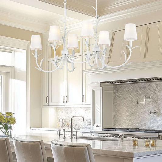 Aslin 6 Light Linear Chandelier Textured White