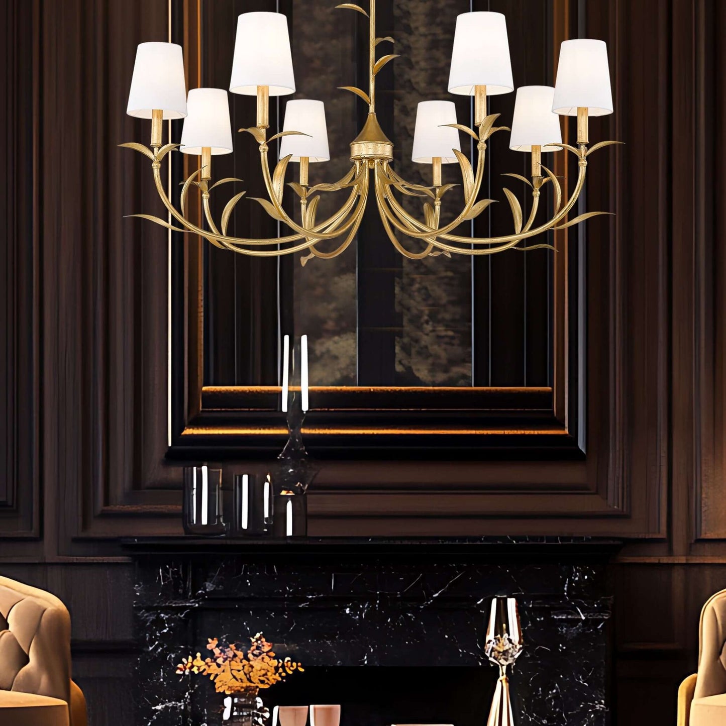 Aslin 8 Light Chandelier Gold Leaf
