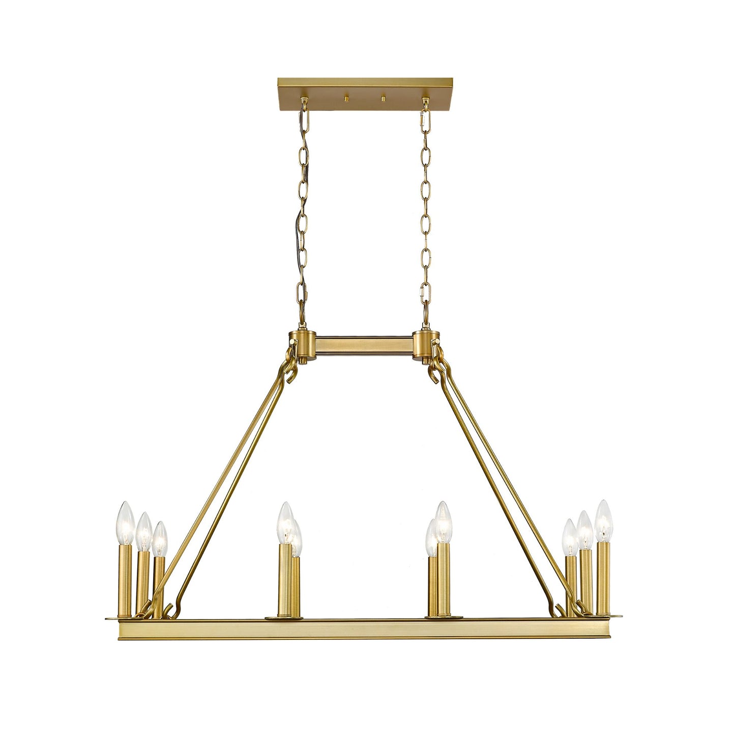 Barclay 10 Light Linear Chandelier Olde Brass