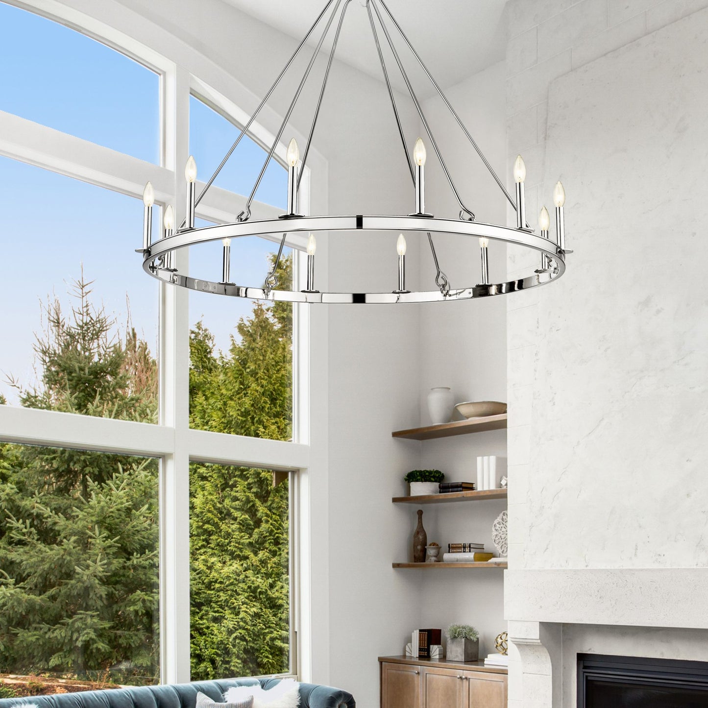 Barclay 12 Light Chandelier Polished Nickel