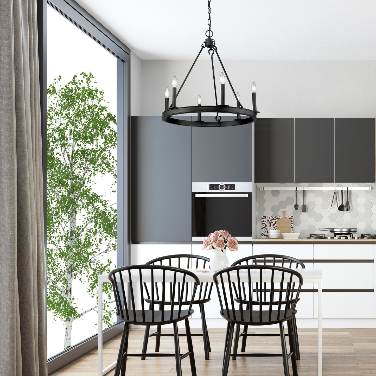 Barclay 6 Light Chandelier Matte Black
