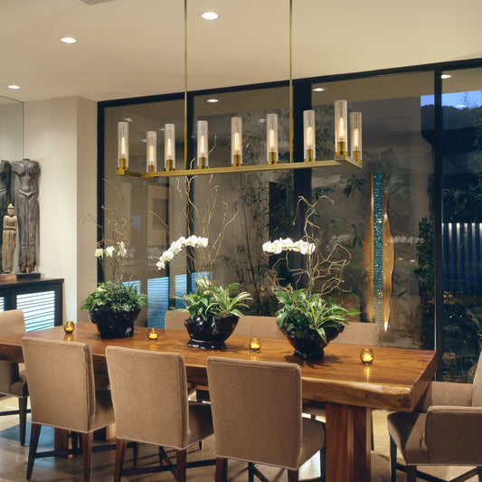 Beau 9 Light Linear Chandelier Rubbed Brass