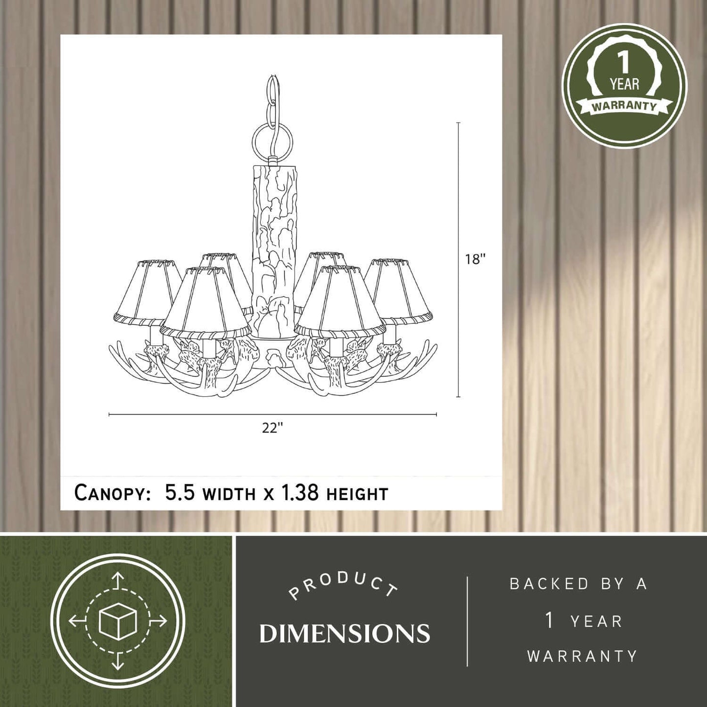 Lodge 6L Antler Chandelier