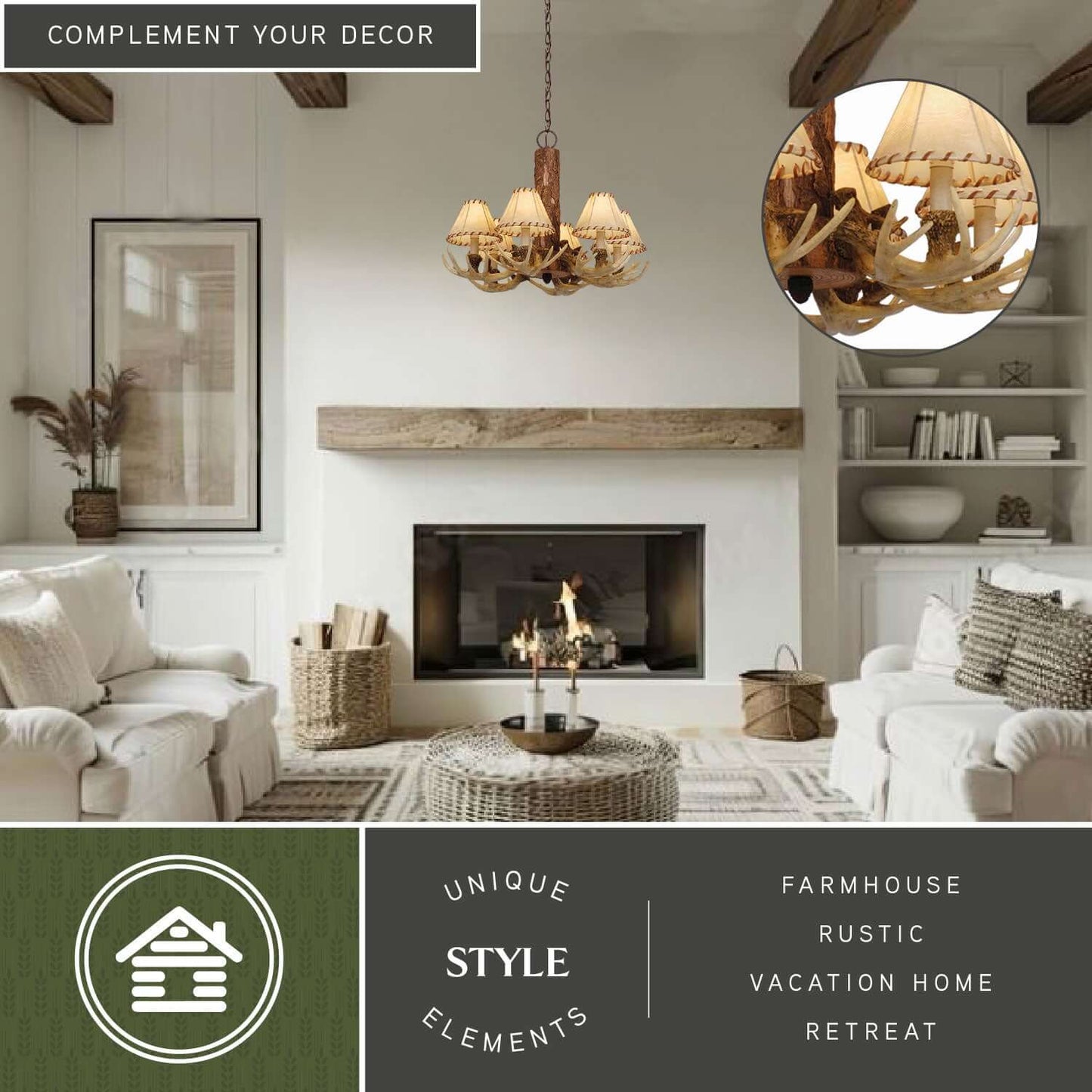 Lodge 6L Antler Chandelier