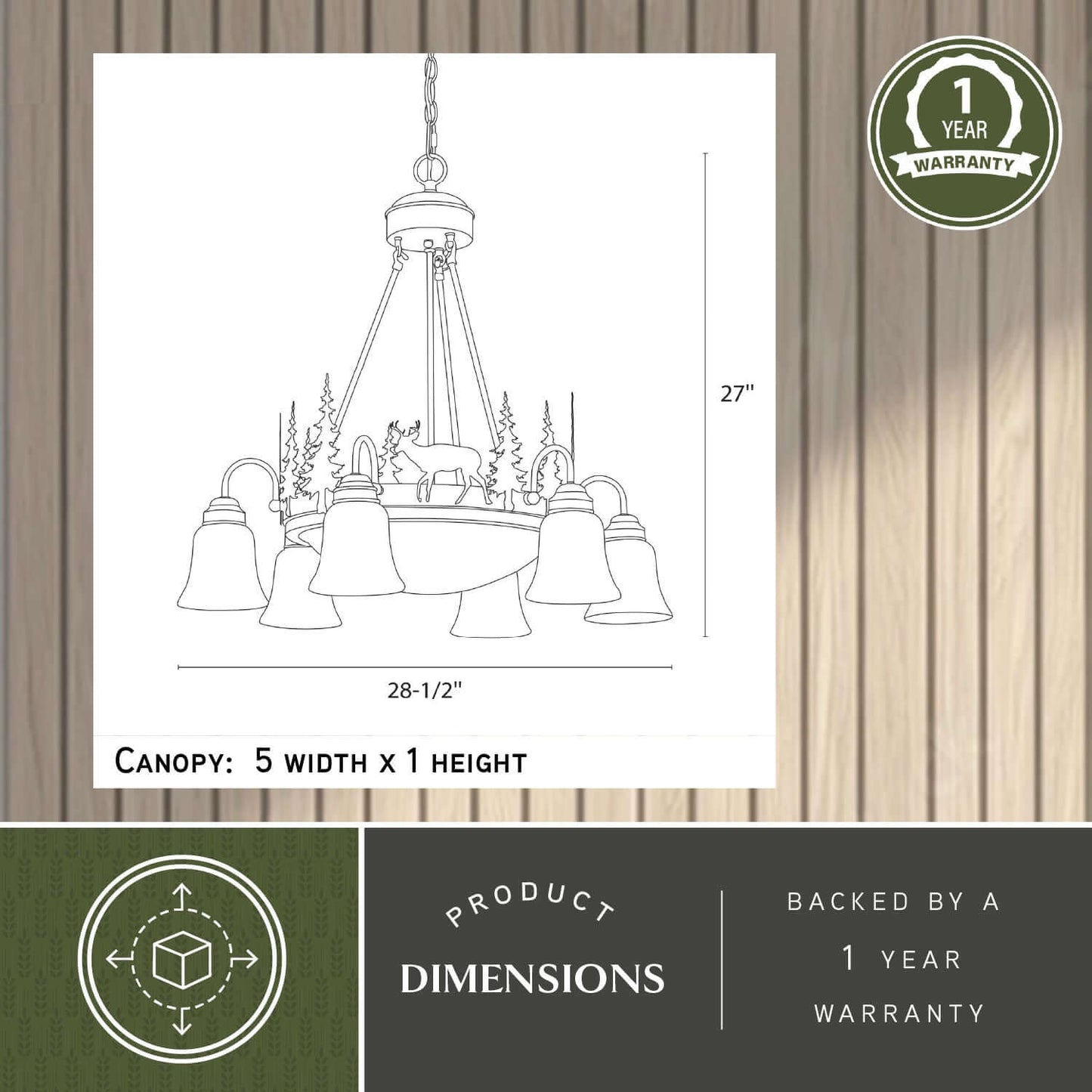 Bryce 9L Deer Chandelier