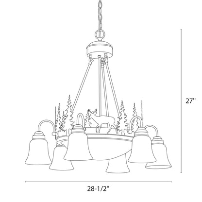 Bryce 9L Deer Chandelier