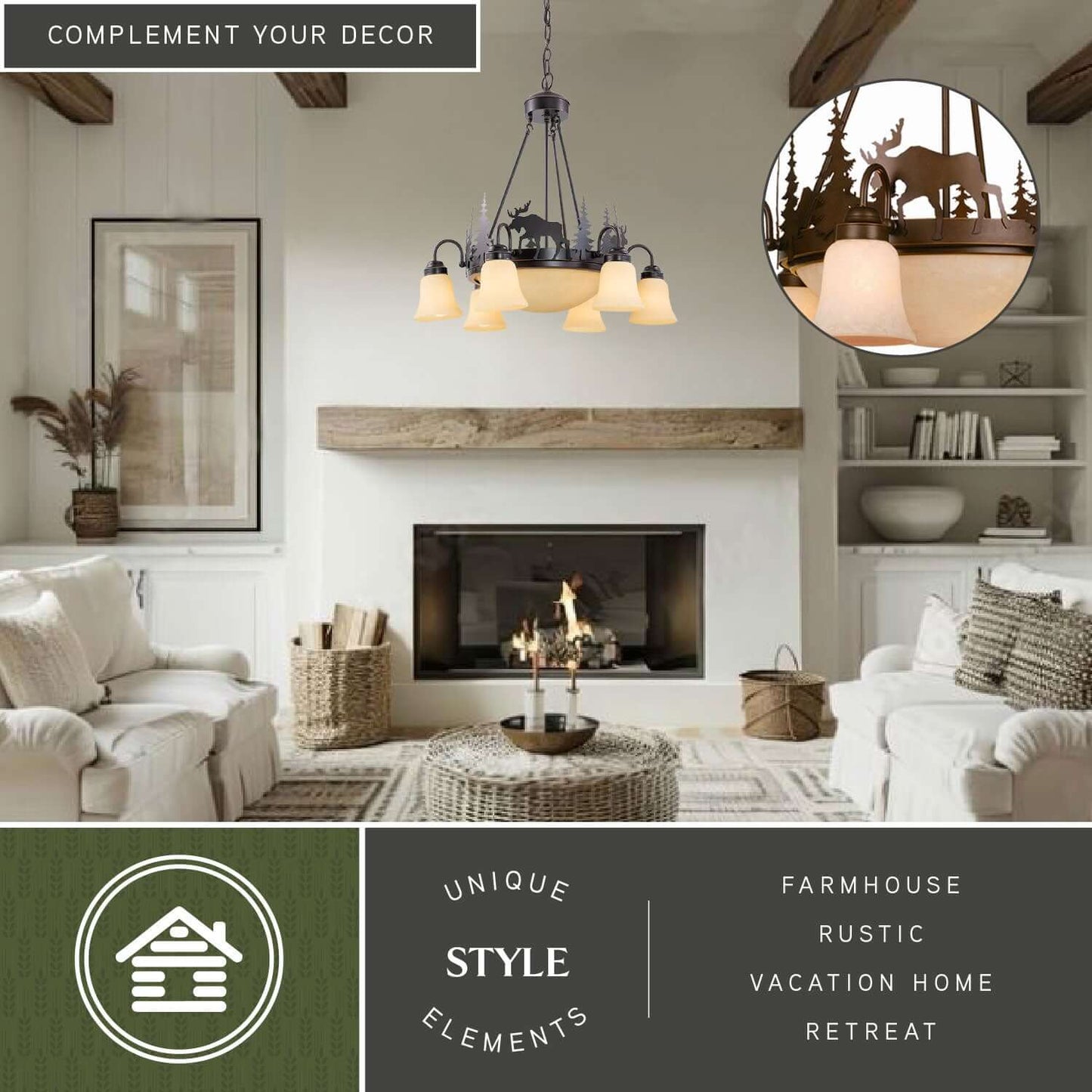 Yellowstone 9L Moose Chandelier