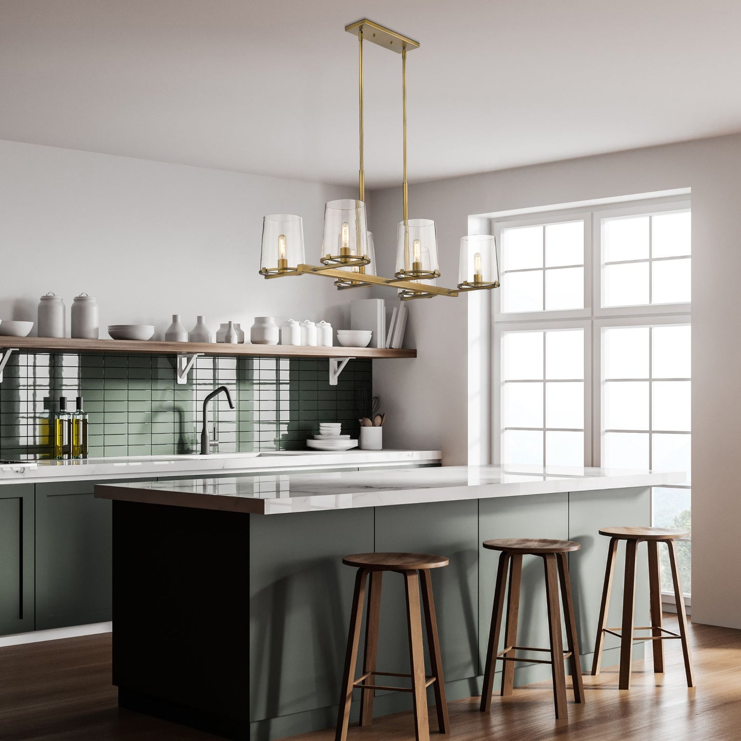 Callista 6 Light Linear Chandelier Rubbed Brass