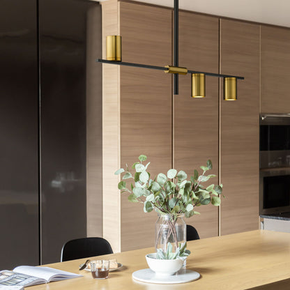 Calumet 3 Light Linear Chandelier Matte Black + Olde Brass
