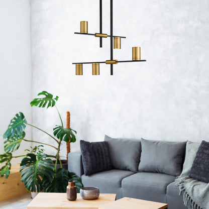 Calumet GU10 5 Light Chandelier Matte Black + Olde Brass