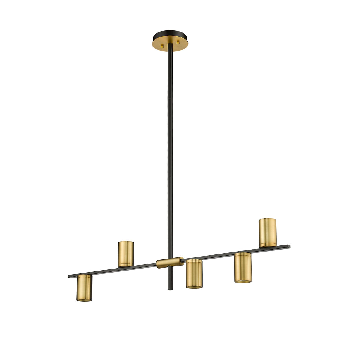 Calumet GU10 5 Light Linear Chandelier Matte Black + Olde Brass