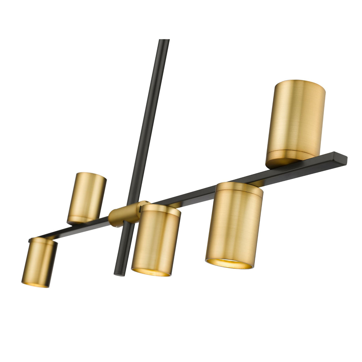 Calumet GU10 5 Light Linear Chandelier Matte Black + Olde Brass