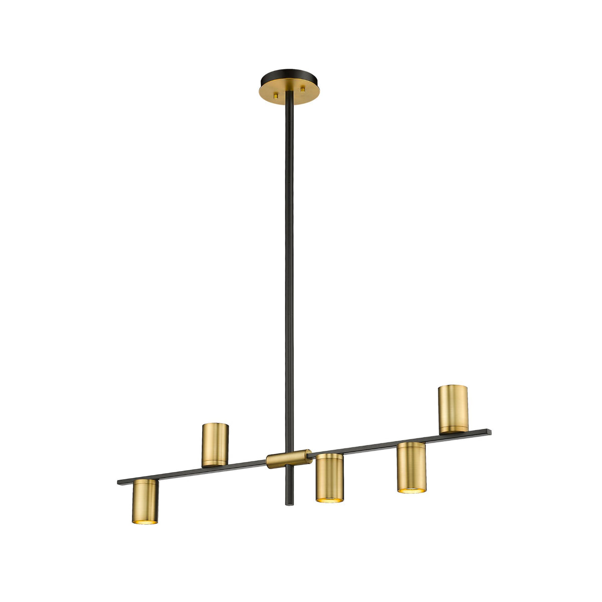 Calumet GU10 5 Light Linear Chandelier Matte Black + Olde Brass