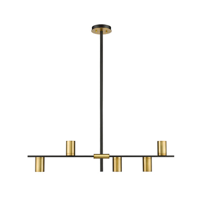 Calumet GU10 5 Light Linear Chandelier Matte Black + Olde Brass