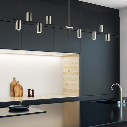 Calumet GU10 8 Light Linear Chandelier Matte Black + Polished Nickel