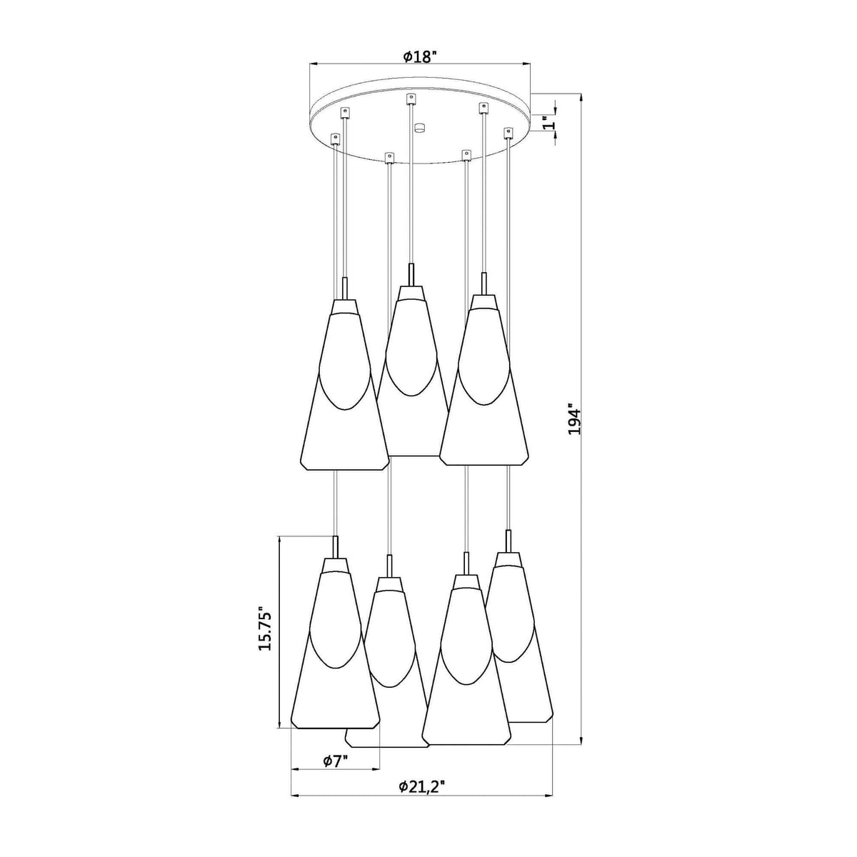 Aimie 7 Light Chandelier Modern Gold