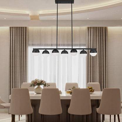 Realm Sphere 7 Light Linear Chandelier Matte Black