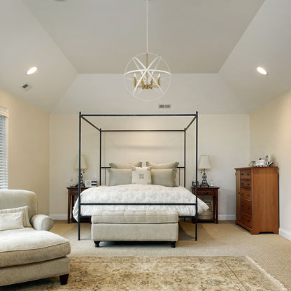 Cavallo 8 Light Chandelier Hammered White + Olde Brass
