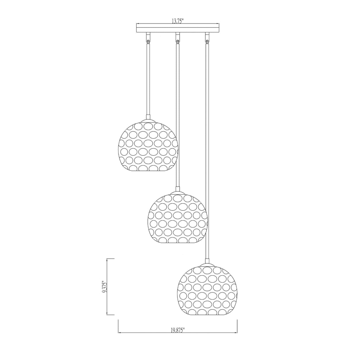 Chloe 3 Light Chandelier Matte Black