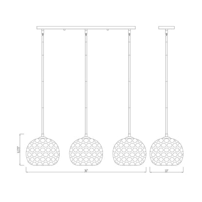 Chloe 3 Light Linear Chandelier Brushed Nickel