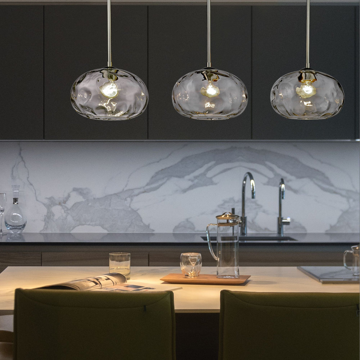 Chloe 3 Light Linear Chandelier Brushed Nickel