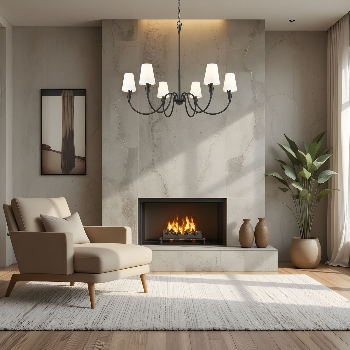 Claudelle 6 Light Chandelier Matte Black