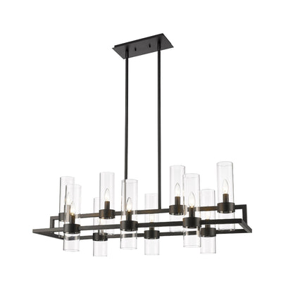 Datus 10 Light Linear Chandelier Matte Black