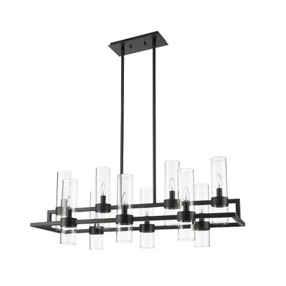 Datus 10 Light Linear Chandelier Matte Black
