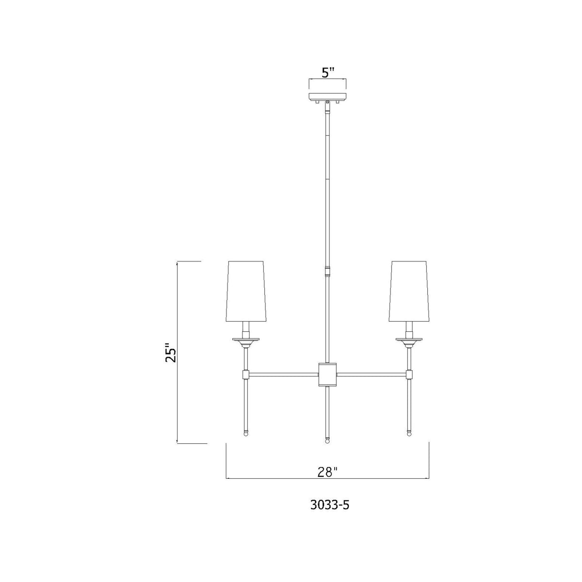 Emily 5 Light Chandelier Rubbed Brass
