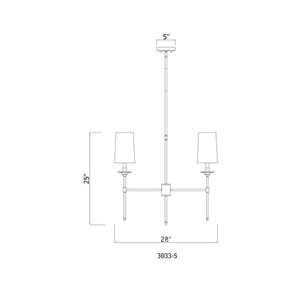 Emily 5 Light Chandelier Rubbed Brass