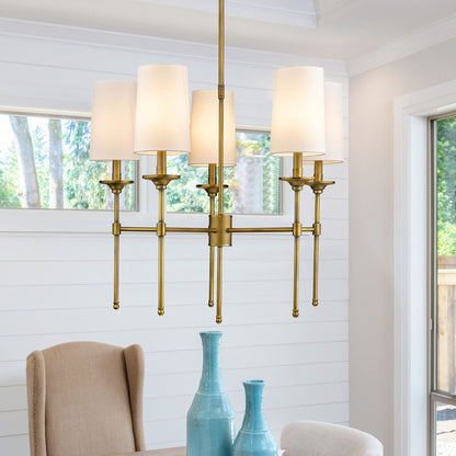 Emily 5 Light Chandelier Rubbed Brass
