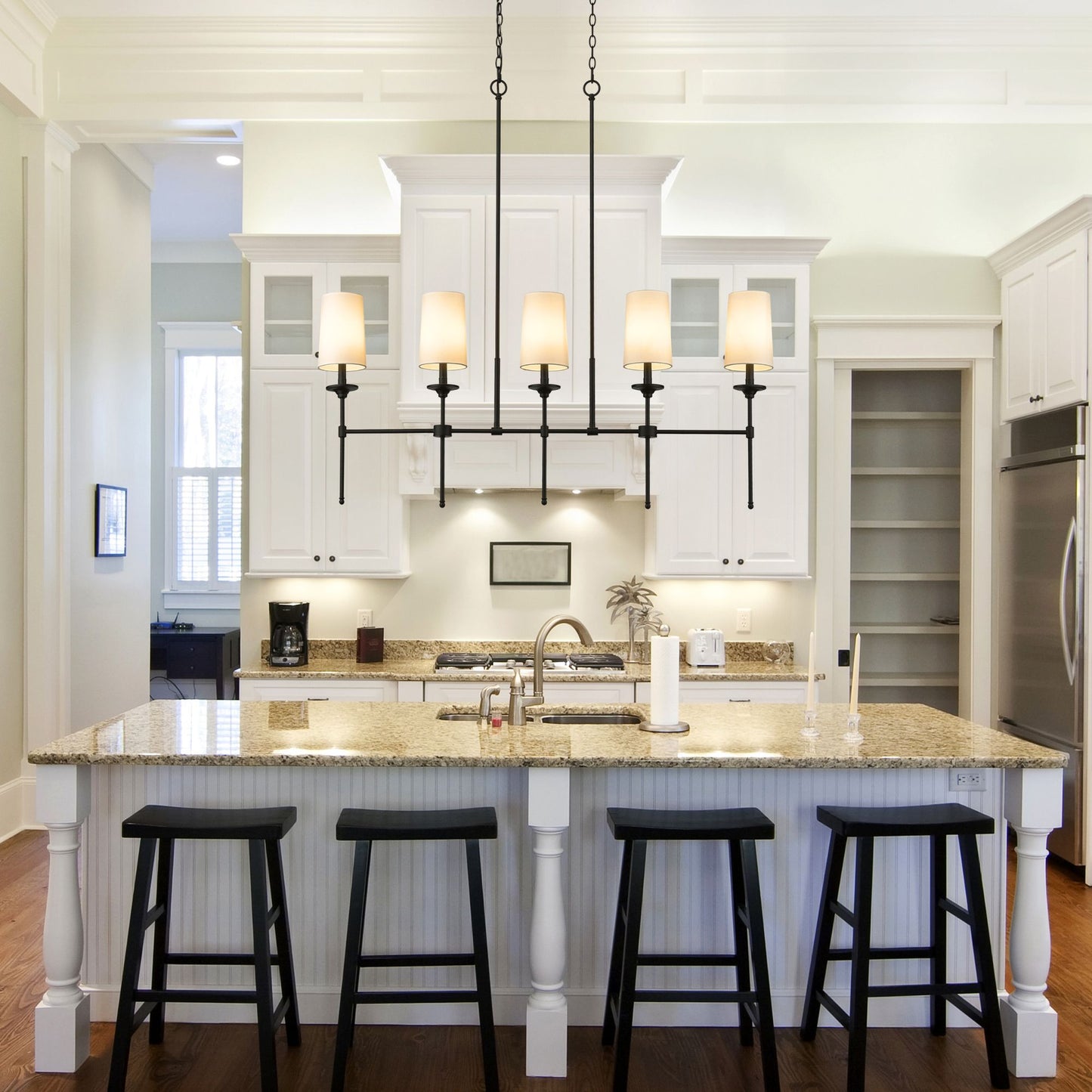 Emily 5 Light Linear Chandelier Matte Black