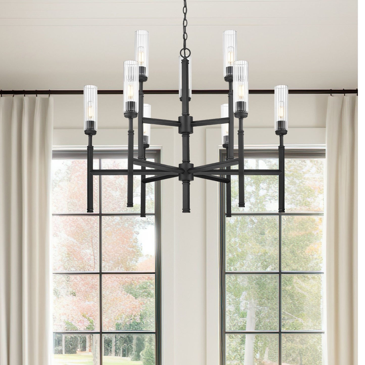 Esme 9 Light Chandelier Matte Black