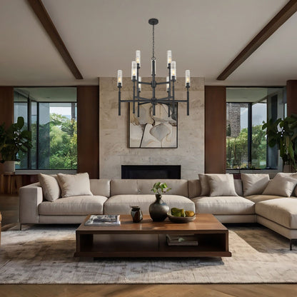 Esme 9 Light Chandelier Matte Black
