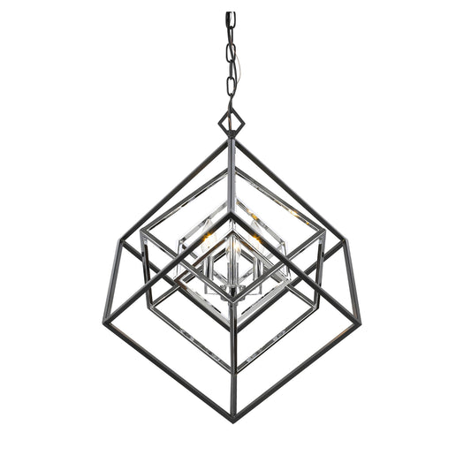 Euclid 3 Light Chandelier Chrome + Matte Black