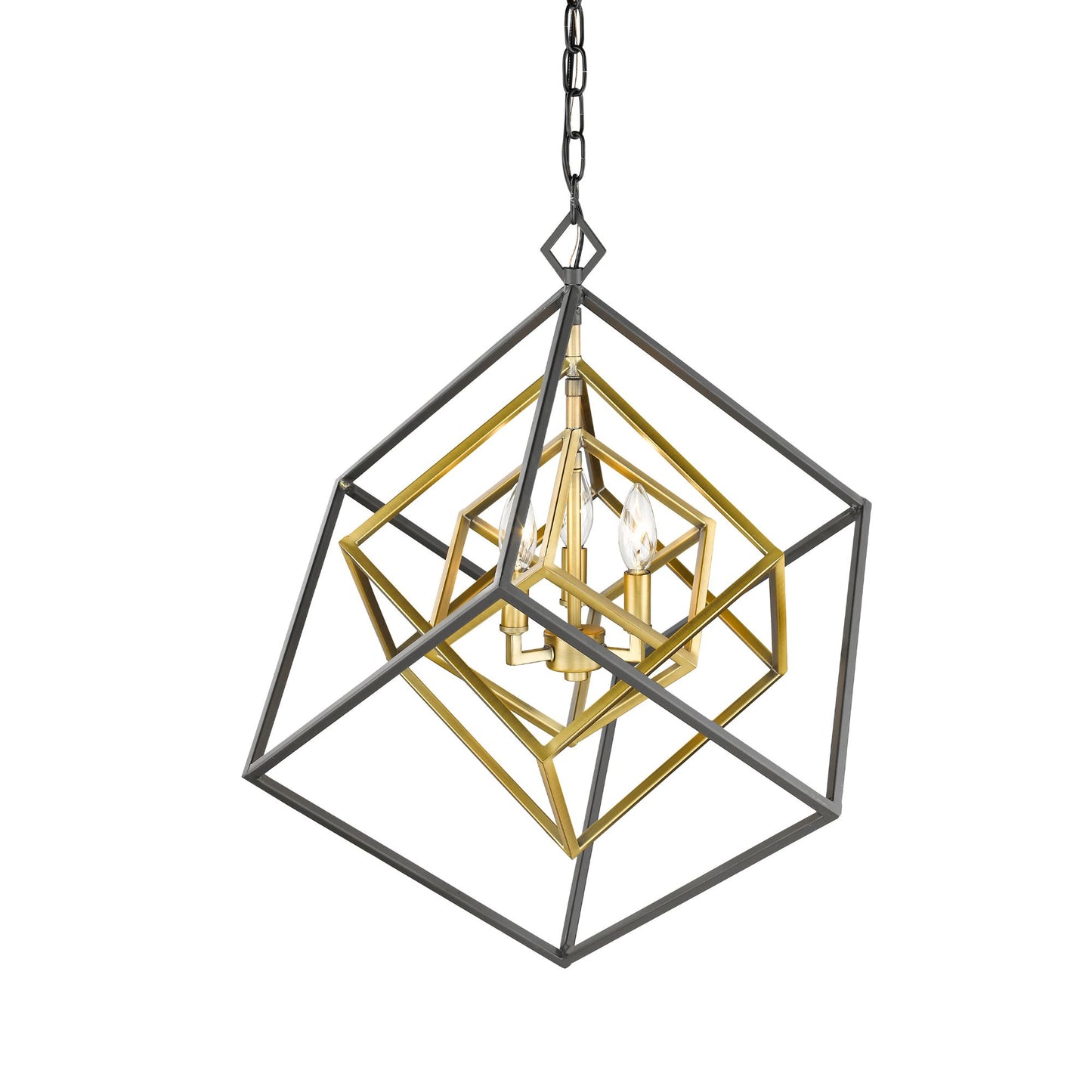 Euclid 3 Light Chandelier Olde Brass + Bronze