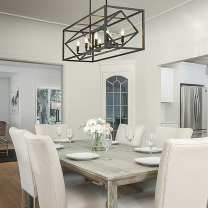 Euclid 8 Light Linear Chandelier Matte Black