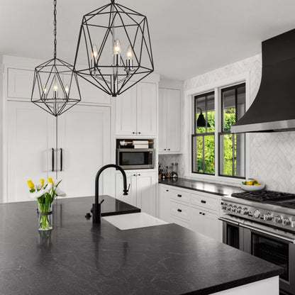 Geo 3 Light Chandelier Matte Black + Chrome
