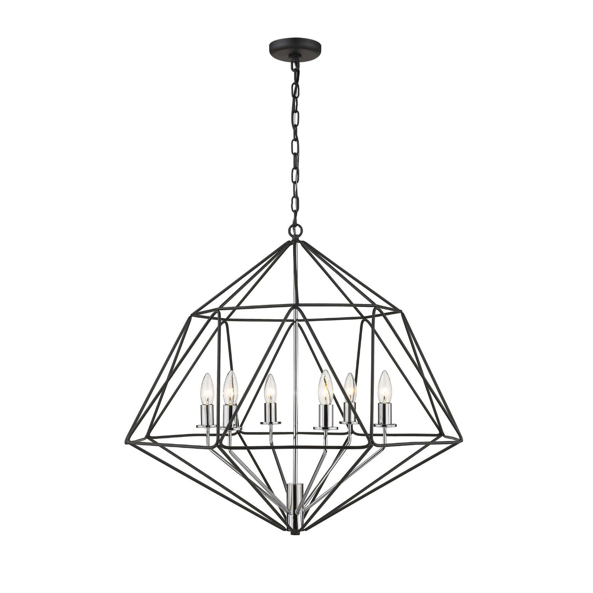 Geo 6 Light Chandelier Matte Black + Chrome