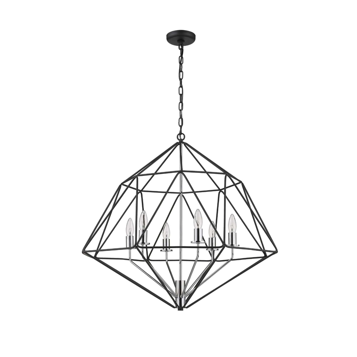 Geo 6 Light Chandelier Matte Black + Chrome