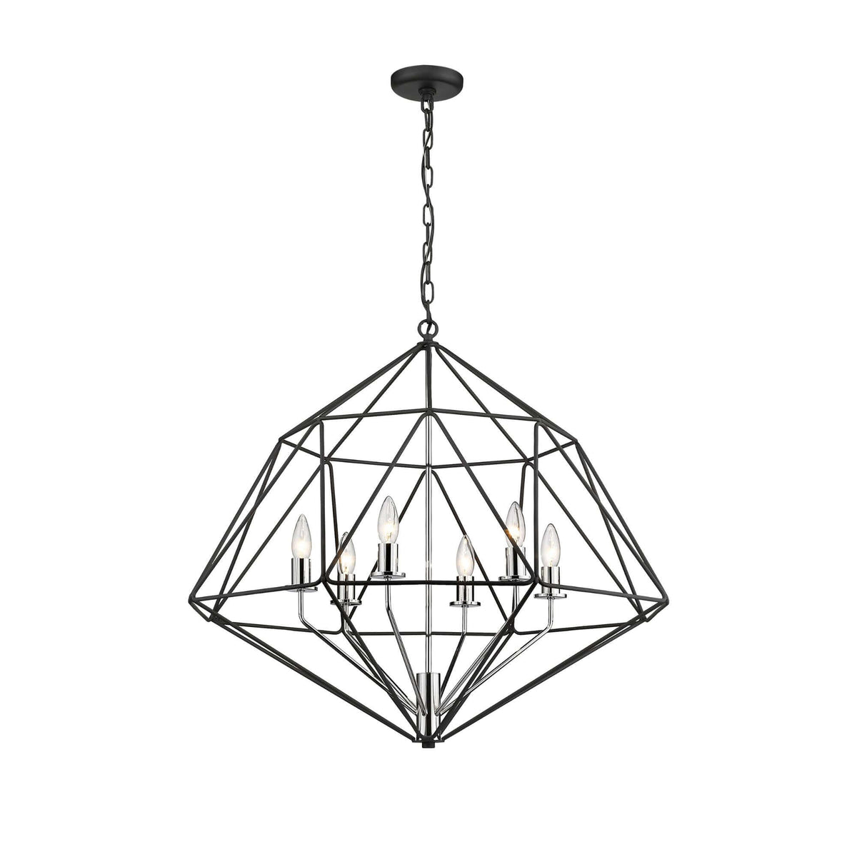 Geo 6 Light Chandelier Matte Black + Chrome