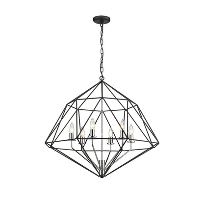 Geo 6 Light Chandelier Matte Black + Chrome