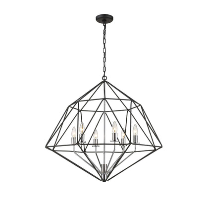 Geo 6 Light Chandelier Matte Black + Chrome