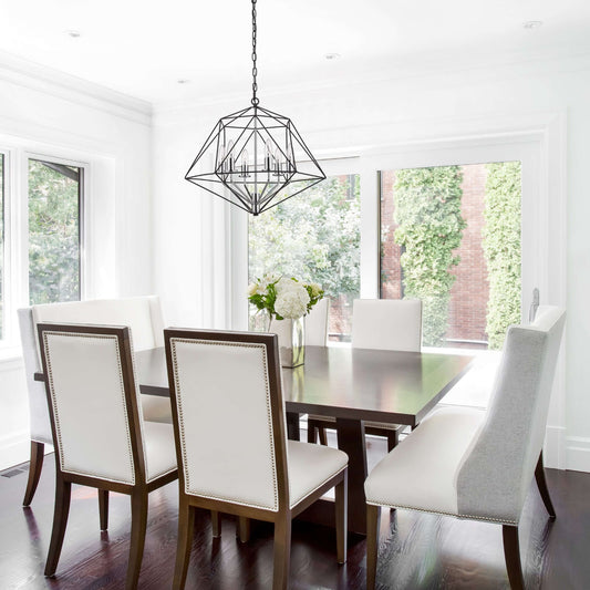 Geo 6 Light Chandelier Matte Black + Chrome